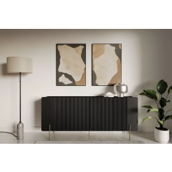 Komoda Malmi 200 cm - czarny mat / złote nóżki